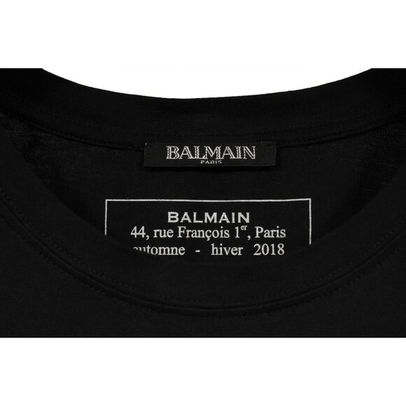 Balmain Men Logo T Shirt Size Medium  Black Short Sleeve Cotton - Picture 4 of 7